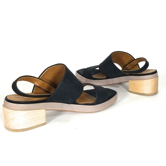 COCLICO Tate Black Leather Strappy Sandals in Smog Rock Block Heels Size 9 - Picture 5 of 11